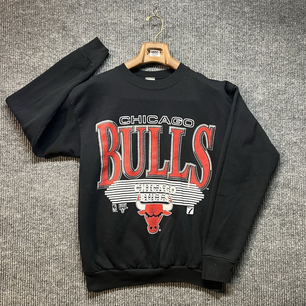 Vintage‎ Chicago Bulls Logo 7 Sweatshirt Mens Black Large B Long Sleeve USA 90s